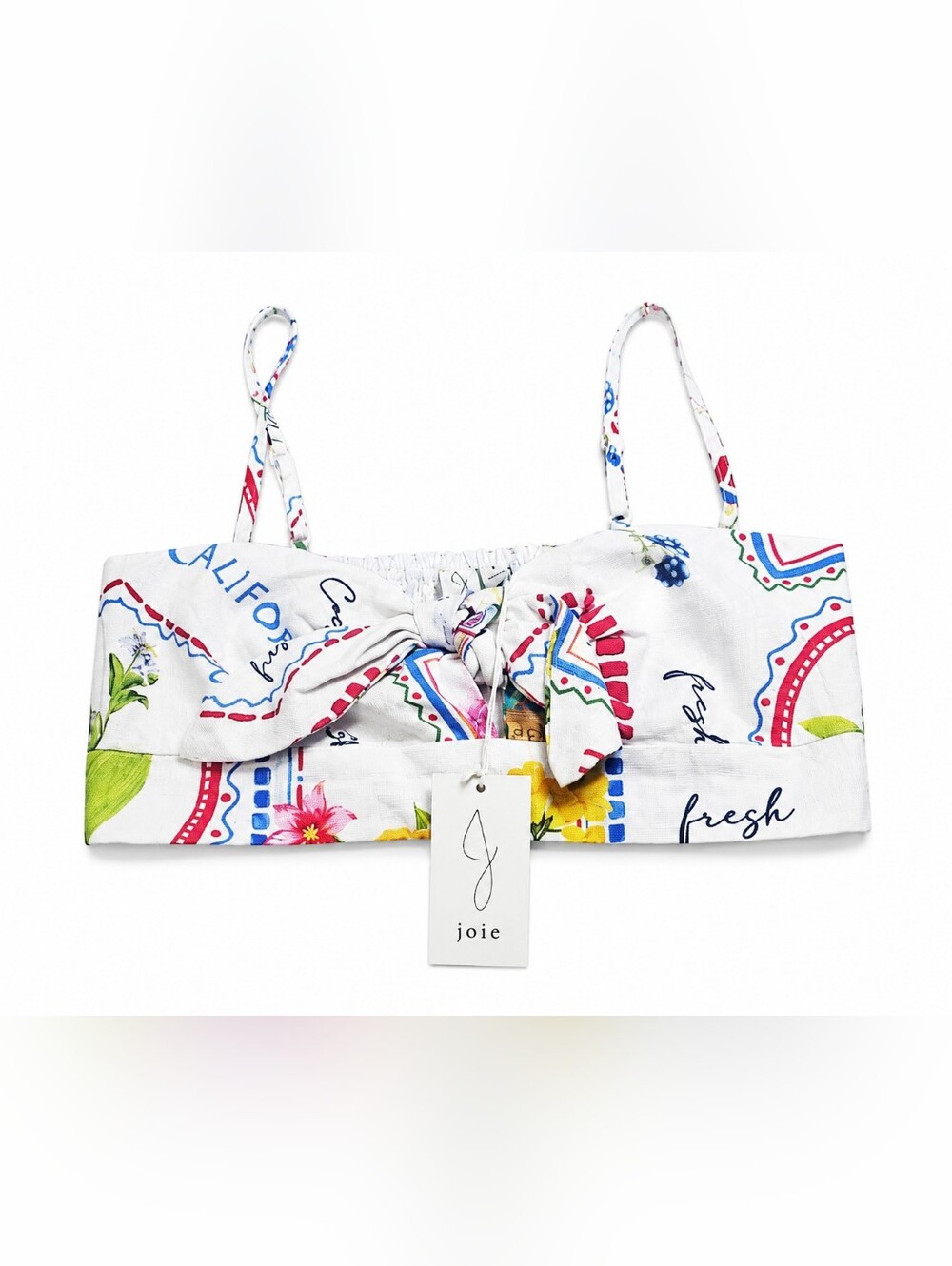 Joie California Cocktail Print Tie Front Crop Top Size 8 NWT